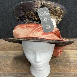 NWT Disney Brown Gold Alice In Wonderland Mad Hatter Costume Top Hat Adjustable